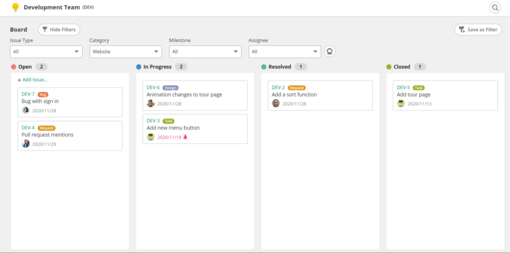 Backlog's Kanban Board and issues