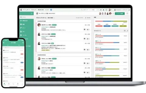 Backlog利用イメージのキャプチャ。PCやスマートフォンでBacklogを開いている。