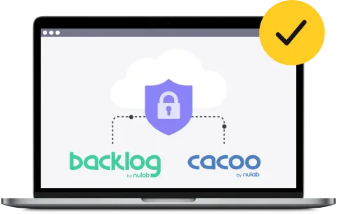 NulabアカウントでBacklogとCacooをセキュアに管理する様子を示すイラスト